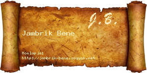 Jambrik Bene névjegykártya